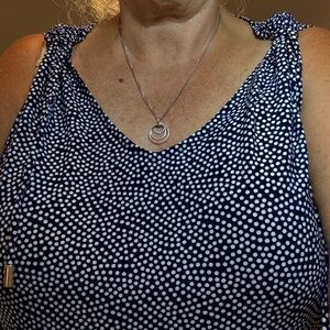 Anne Klein Navy & White Polka Dot Top, 2x